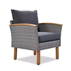 9-teiliges Rattan-Sofa-Set für den Außenbereich, Lounge-Gruppe mit Couchtisch und waschbaren Kissen, Grau-ModernLuxe