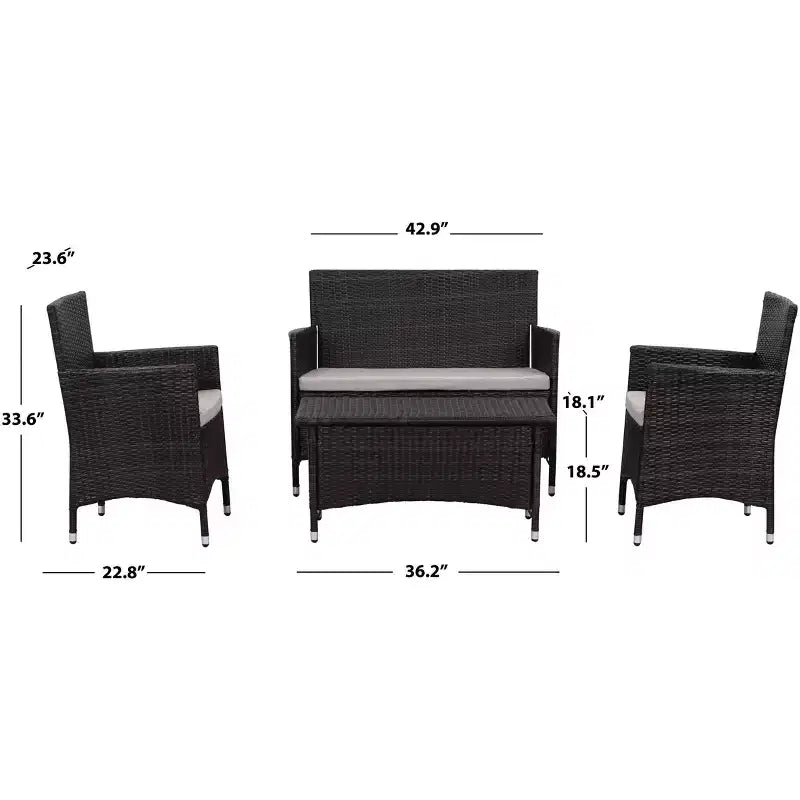 Figueroa 4-teiliges Terrassenset – Innen/Außen – PAT2508 – Safavieh