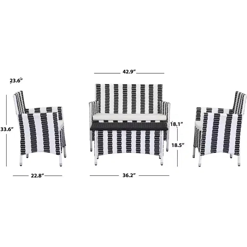 Figueroa 4-teiliges Terrassenset – Innen/Außen – PAT2508 – Safavieh