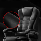 Ergonomischer Bürostuhl aus schwarzem Leder mit Fußstütze und Drehfunktion