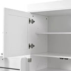77H Freistehender Küchenschrank, Bauernhaus-Vorratskammer mit verstellbaren Einlegeböden, Türablagen, Schubladen und Weinregalen – ModernLuxe