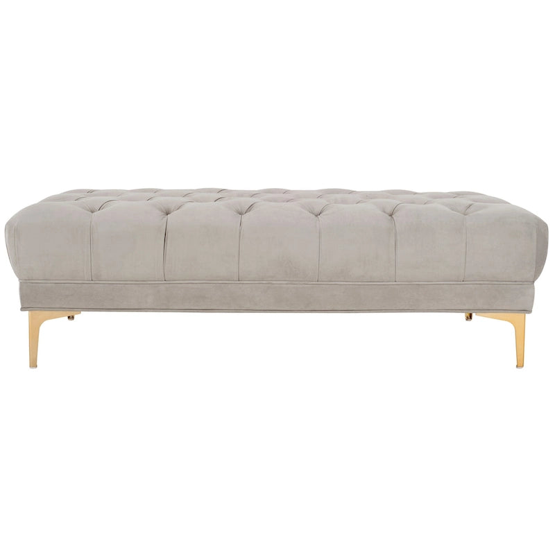 Grey / Navy Velvet Tufted Rectangular Bench with Brass Legs for 1–2 Person