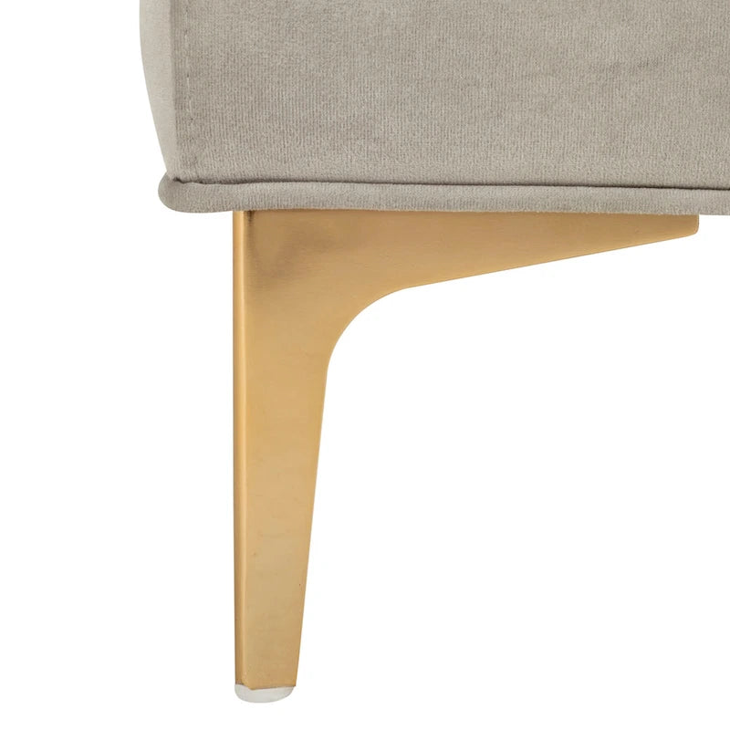 Grey / Navy Velvet Tufted Rectangular Bench with Brass Legs for 1–2 Person