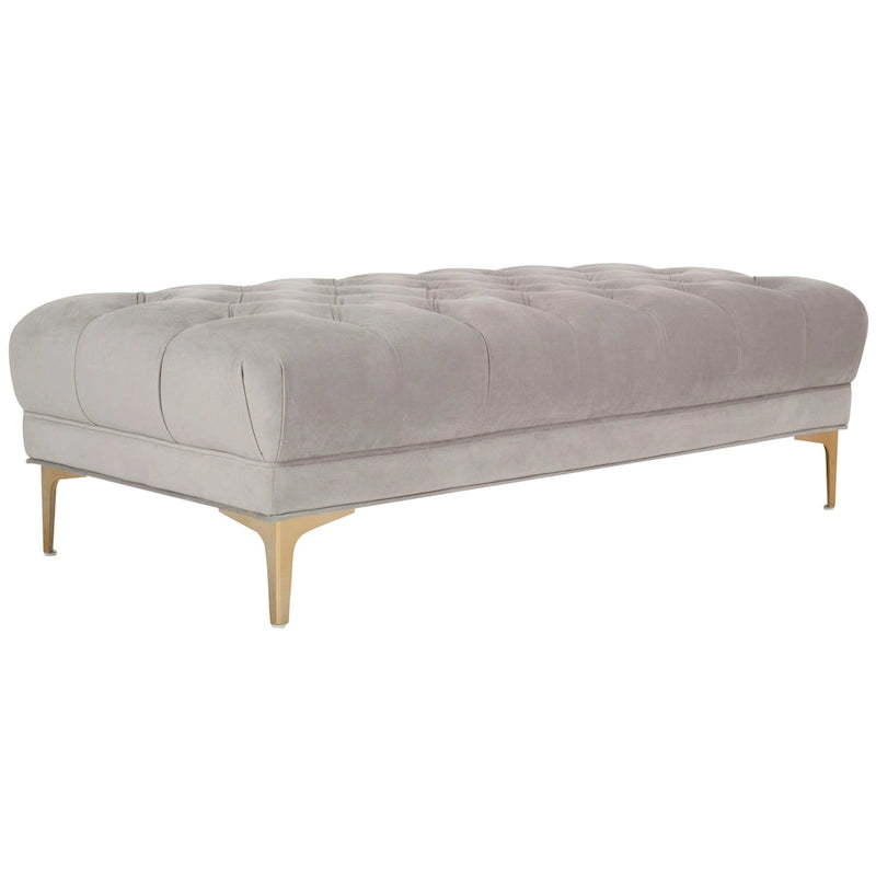 Grey / Navy Velvet Tufted Rectangular Bench with Brass Legs for 1–2 Person