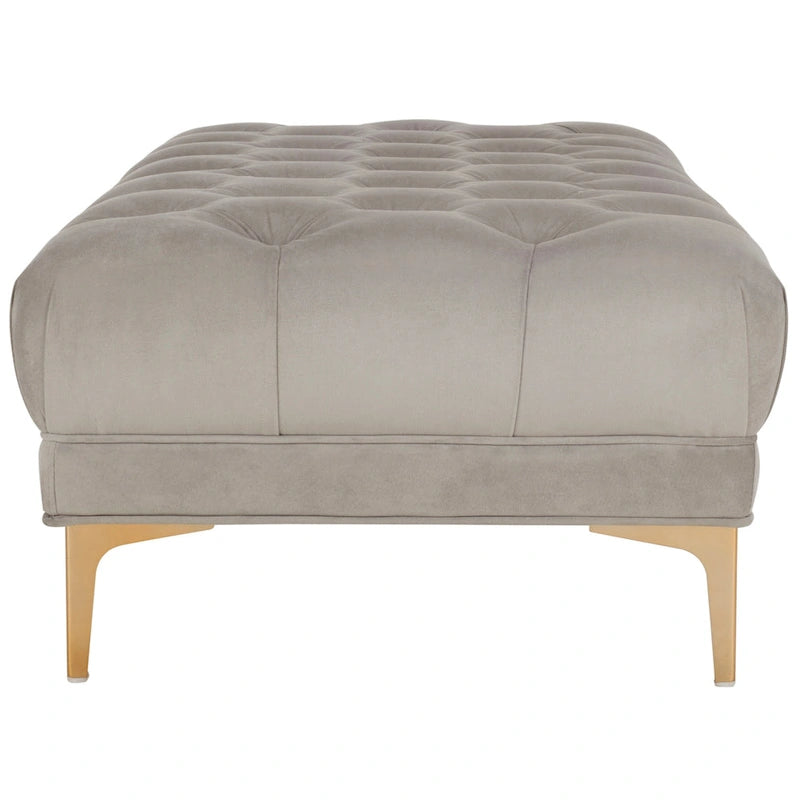 Grey / Navy Velvet Tufted Rectangular Bench with Brass Legs for 1–2 Person