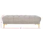 Grey / Navy Velvet Tufted Rectangular Bench with Brass Legs for 1–2 Person