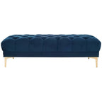 Grey / Navy Velvet Tufted Rectangular Bench with Brass Legs for 1–2 Person
