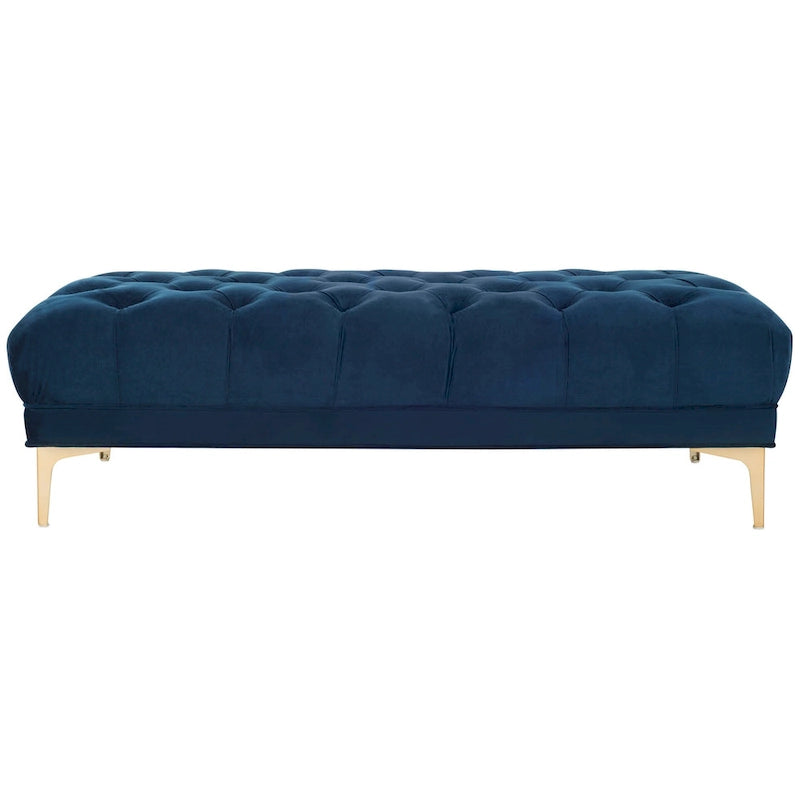 Grey / Navy Velvet Tufted Rectangular Bench with Brass Legs for 1–2 Person