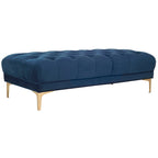 Grey / Navy Velvet Tufted Rectangular Bench with Brass Legs for 1–2 Person