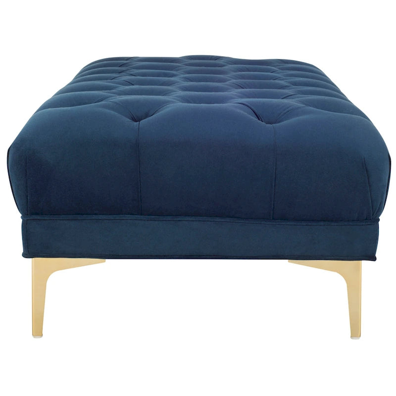 Grey / Navy Velvet Tufted Rectangular Bench with Brass Legs for 1–2 Person