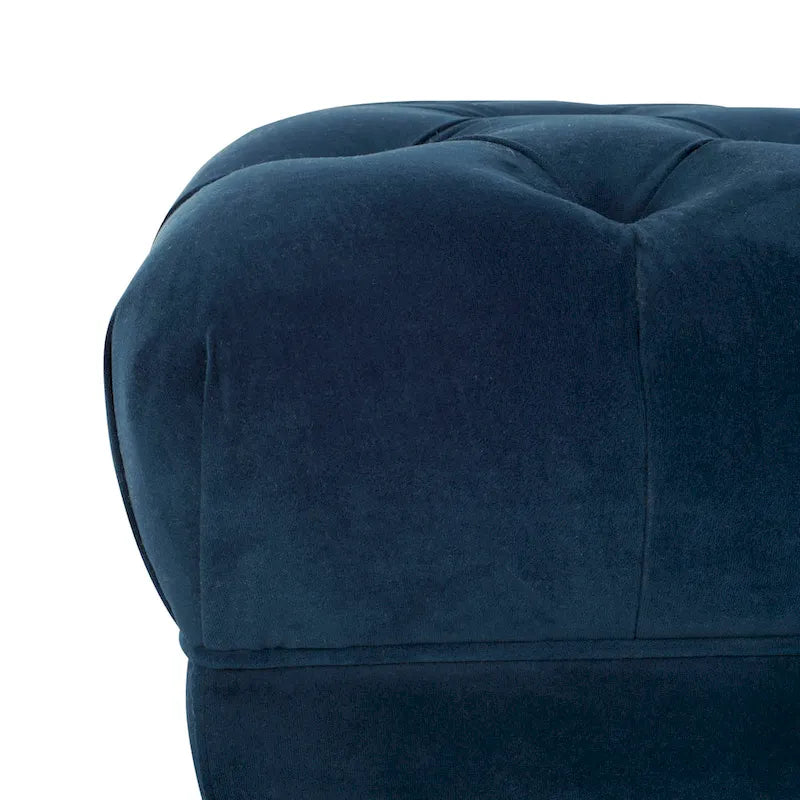 Grey / Navy Velvet Tufted Rectangular Bench with Brass Legs for 1–2 Person