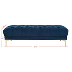 Grey / Navy Velvet Tufted Rectangular Bench with Brass Legs for 1–2 Person