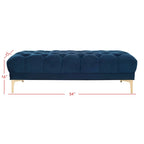 Grey / Navy Velvet Tufted Rectangular Bench with Brass Legs for 1–2 Person