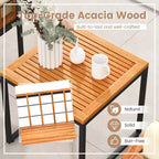 Costway 3-teiliges Terrassenstuhl-Set Akazienholz-Sofa-Set mit Metallstütze weichen Sitzkissen