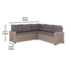 Flash Furniture Huck Loungegarnitur aus Korbgeflecht für drinnen/draußen, L-förmiges Sofa mit Esstisch, wetterfeste Kissen