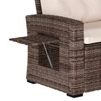 Flash Furniture Huck Loungegarnitur aus Korbgeflecht für drinnen/draußen, L-förmiges Sofa mit Esstisch, wetterfeste Kissen