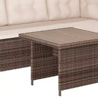 Flash Furniture Huck Loungegarnitur aus Korbgeflecht für drinnen/draußen, L-förmiges Sofa mit Esstisch, wetterfeste Kissen
