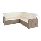 Flash Furniture Huck Loungegarnitur aus Korbgeflecht für drinnen/draußen, L-förmiges Sofa mit Esstisch, wetterfeste Kissen