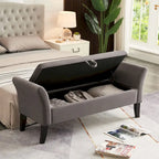 Grey / Orange / Beige Velvet Storage Bed Bench for 1–2 Person