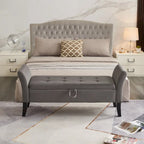 Grey / Orange / Beige Velvet Storage Bed Bench for 1–2 Person