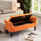 Grey / Orange / Beige Velvet Storage Bed Bench for 1–2 Person