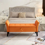 Grey / Orange / Beige Velvet Storage Bed Bench for 1–2 Person