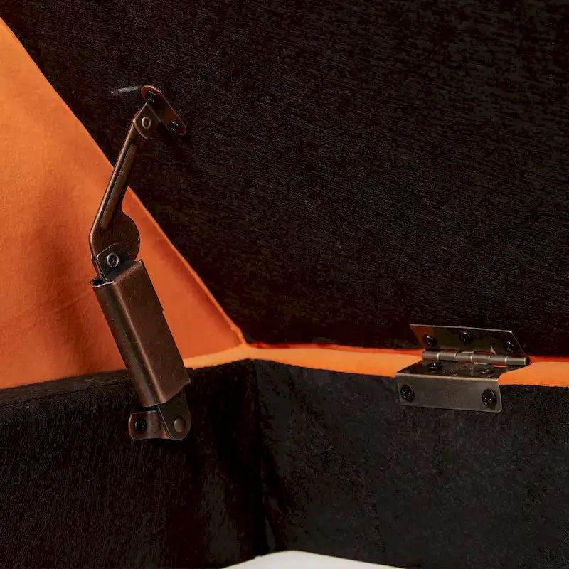 Grey / Orange / Beige Velvet Storage Bed Bench for 1–2 Person