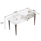 White & Black / Purple / Gold Sintered Stone Top Dining Table with Metal Legs for 4–6 Person