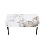 White & Black / Purple / Gold Sintered Stone Top Dining Table with Metal Legs for 4–6 Person