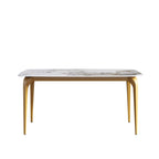 White & Black / Purple / Gold Sintered Stone Top Dining Table with Metal Legs for 4–6 Person