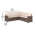 Merrick Lane Indoor/Outdoor L-förmiges Sofa-/Esstisch-Konversationsset mit Korbmöbelkonstruktion aus Rattan und wetterfesten Kissen