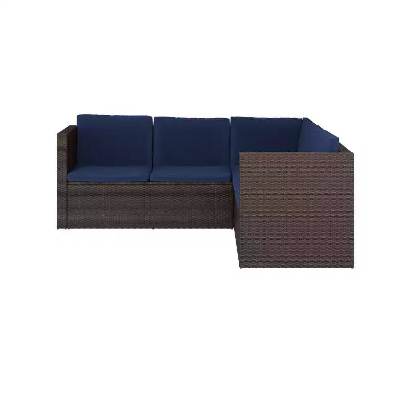Merrick Lane Allwetter-Loungesofa aus PE-Rattan mit Couchtisch und inkludierten Kissen