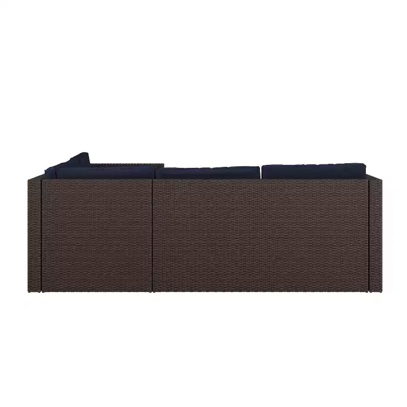 Merrick Lane Allwetter-Loungesofa aus PE-Rattan mit Couchtisch und inkludierten Kissen