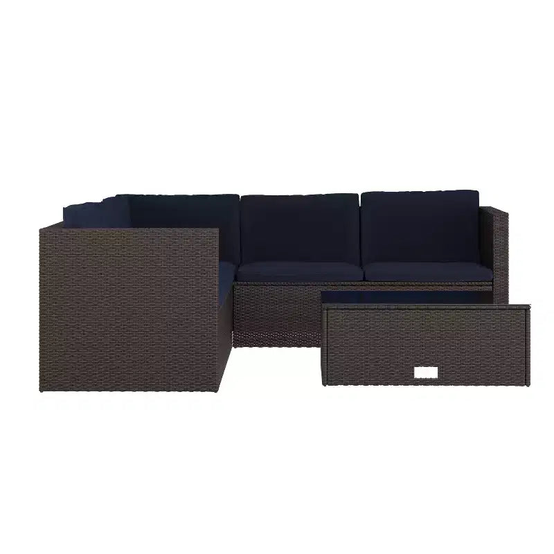 Merrick Lane Allwetter-Loungesofa aus PE-Rattan mit Couchtisch und inkludierten Kissen