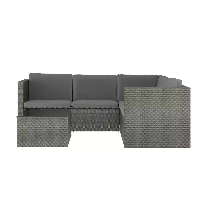 Merrick Lane Allwetter-Loungesofa aus PE-Rattan mit Couchtisch und inkludierten Kissen