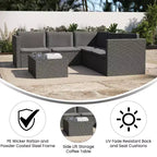 Merrick Lane Allwetter-Loungesofa aus PE-Rattan mit Couchtisch und inkludierten Kissen