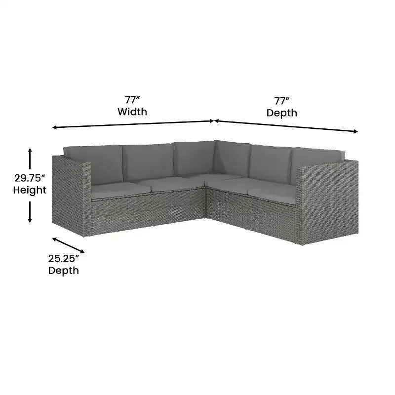 Merrick Lane Allwetter-Loungesofa aus PE-Rattan mit Couchtisch und inkludierten Kissen