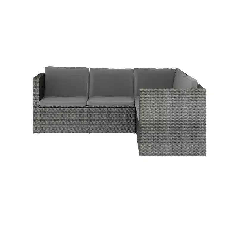 Merrick Lane Allwetter-Loungesofa aus PE-Rattan mit Couchtisch und inkludierten Kissen