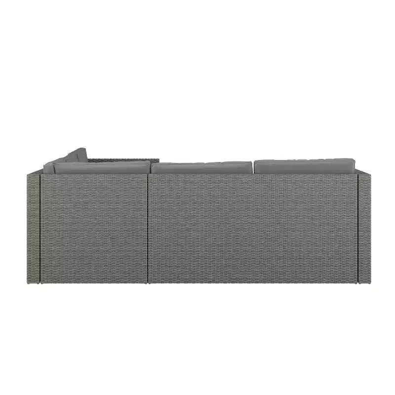 Merrick Lane Allwetter-Loungesofa aus PE-Rattan mit Couchtisch und inkludierten Kissen