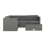 Merrick Lane Allwetter-Loungesofa aus PE-Rattan mit Couchtisch und inkludierten Kissen