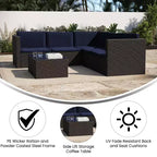 Merrick Lane Allwetter-Loungesofa aus PE-Rattan mit Couchtisch und inkludierten Kissen