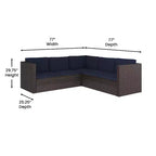 Merrick Lane Allwetter-Loungesofa aus PE-Rattan mit Couchtisch und inkludierten Kissen
