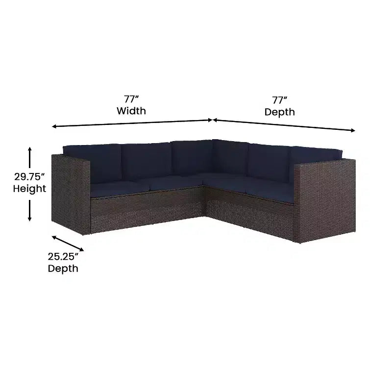 Merrick Lane Allwetter-Loungesofa aus PE-Rattan mit Couchtisch und inkludierten Kissen