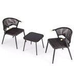 Costway 3-teiliges Terrassenmöbel-Set aus Rattan mit Tischplatte aus gehärtetem Glas und Korbsitz