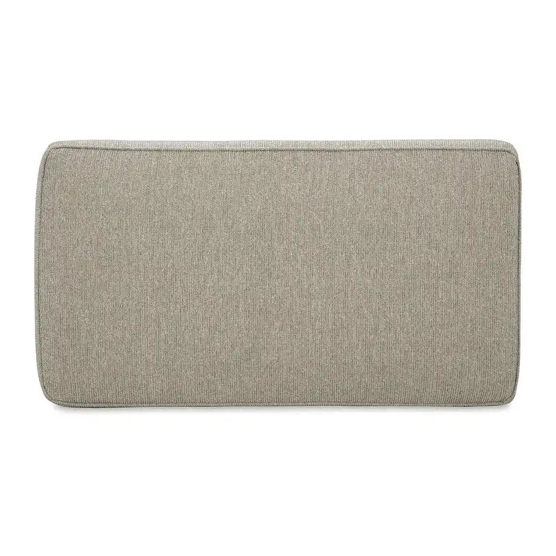 Grey Chunky Fabric Upholstered Ottoman with Matte Black Wood Trim for 1–2 Person