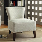 Ivory / Red Ikat Geometric Pattern Fabric Accent Chair with Espresso Wood Legs for 1 Person