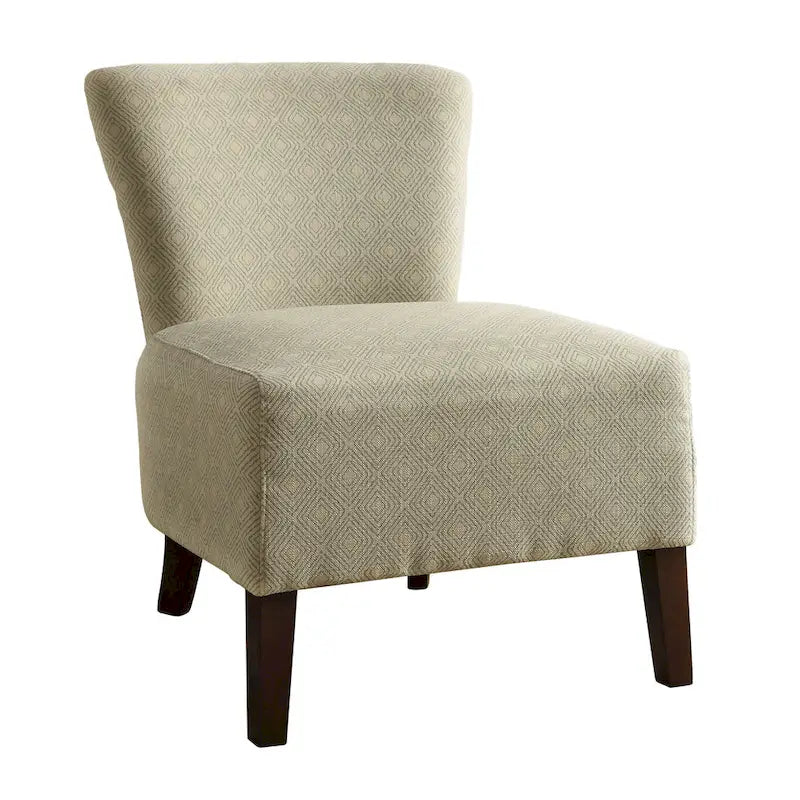 Ivory / Red Ikat Geometric Pattern Fabric Accent Chair with Espresso Wood Legs for 1 Person