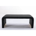 Multi-Color Boucle Fabric Bench Ottoman with Gold Metal Legs for 1–2 Person