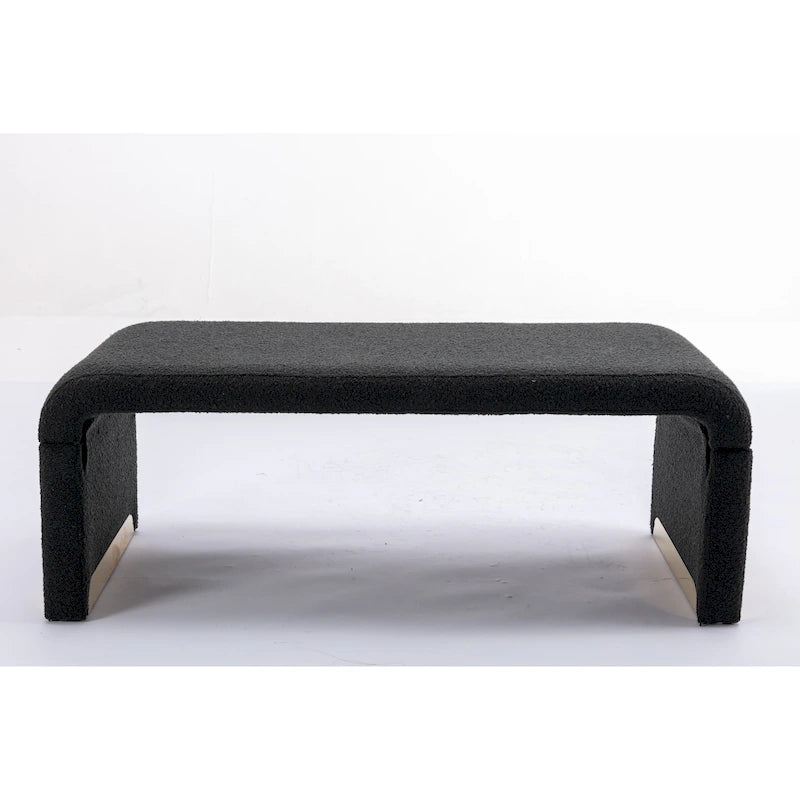 Multi-Color Boucle Fabric Bench Ottoman with Gold Metal Legs for 1–2 Person