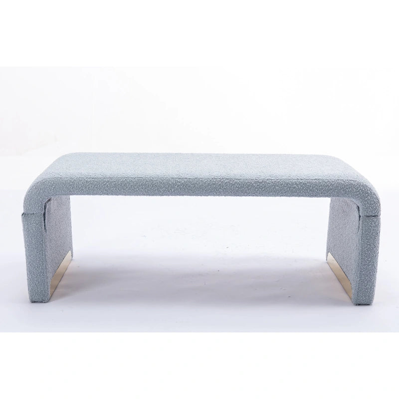 Multi-Color Boucle Fabric Bench Ottoman with Gold Metal Legs for 1–2 Person